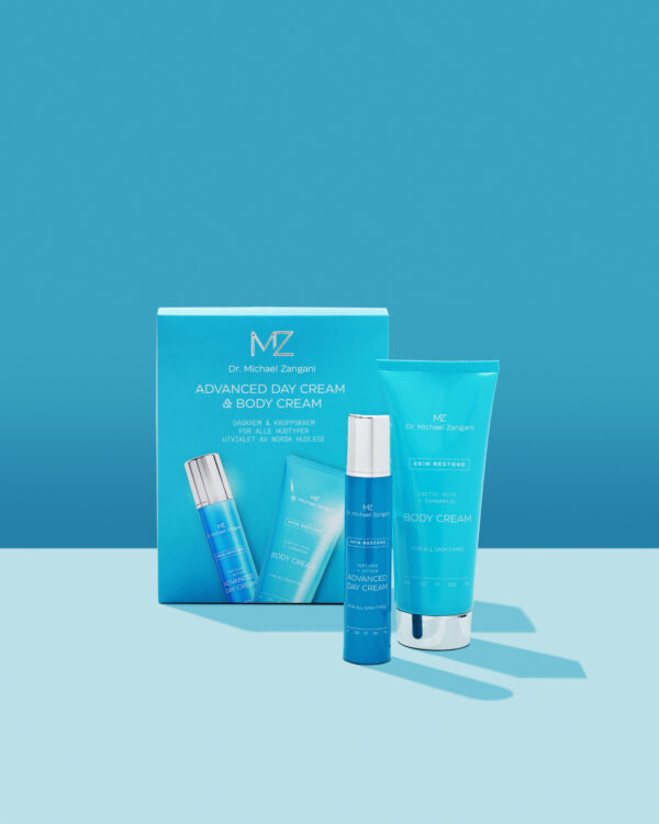 Dr Zangani day cream and body lotion gift set med embalasje