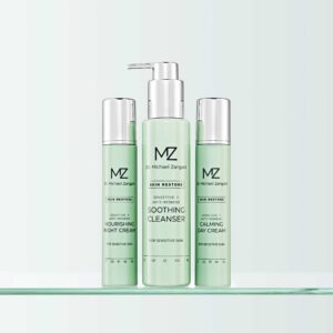 Dr. Michael Zangani sensitive kolleksjon trio cleanser dagkrem og nattkrem