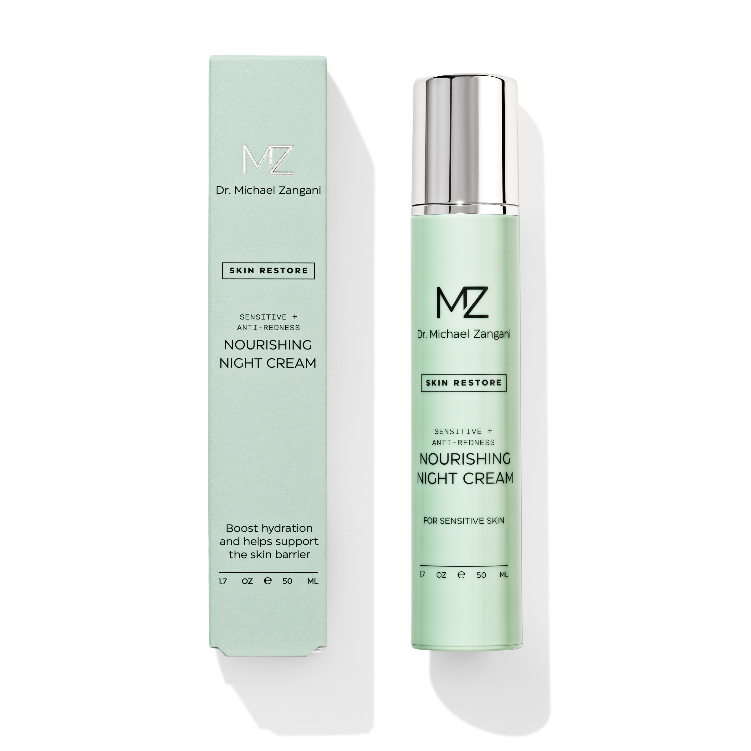 Dr. Michael Zangani Sensitive + Anti-Redness Nourishing Night Cream med emballasje